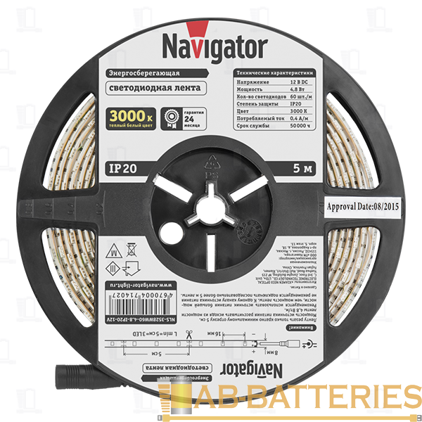 Светодиодная лента Navigator 71 402 NLS-3528WW60-4.8 IP20 12B R5 5 м
