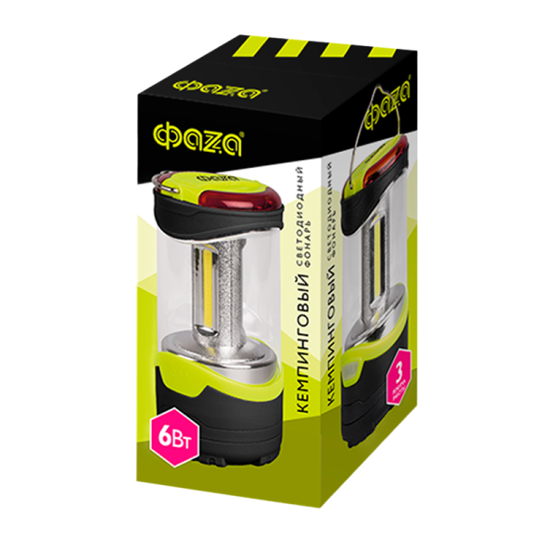 Фонарь туристический Фаzа CF2-L6W 6W 3LED от аккумулятора 3 режима зеленый (1/12/24)
