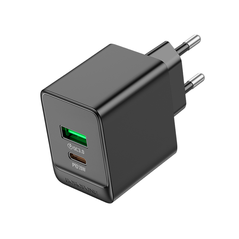 Сетевое З/У Borofone BAS14A 1USB/Type-C 3.0A 20W черный (1/64/256)