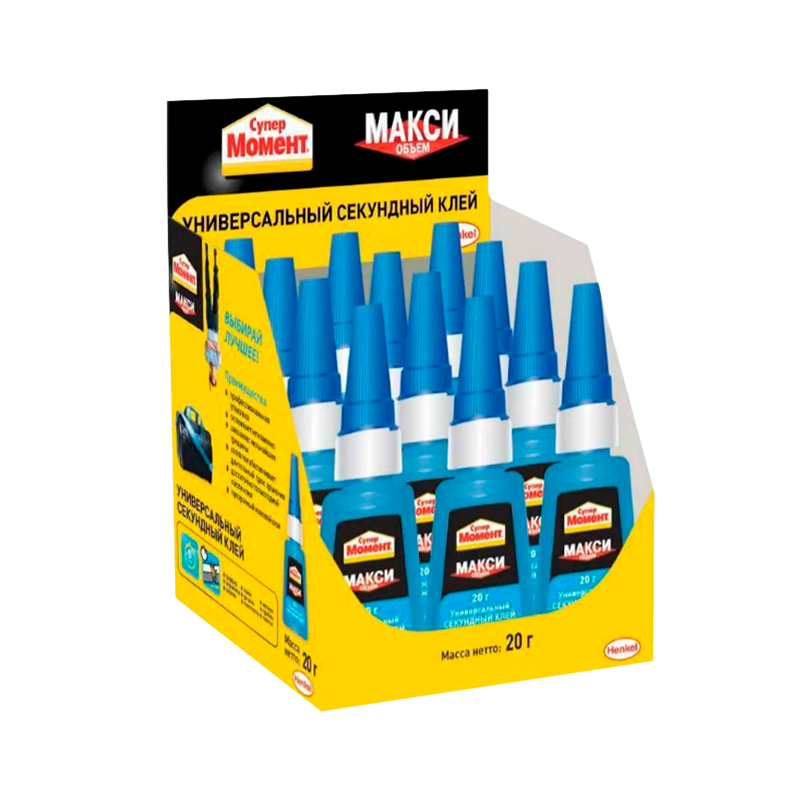 Супер-клей Момент Макси 20г универсальный BOX12 шоу-бокс (12/96)