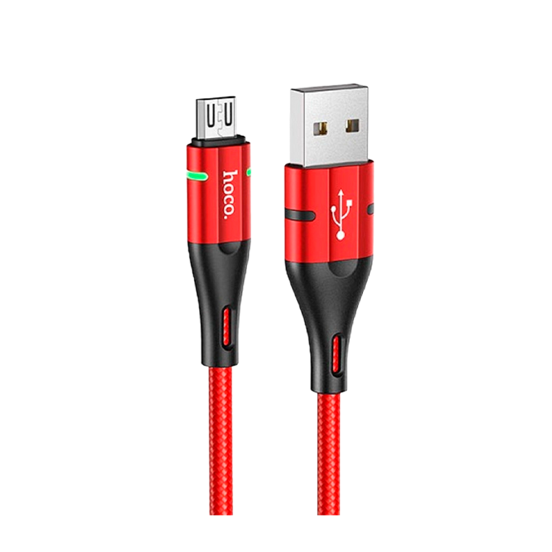 Кабель HOCO U93 USB (m)-microUSB (m) 1.2м 2.4A нейлон красный (1/22/220)
