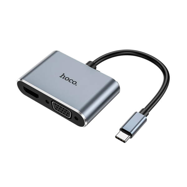 USB-Хаб HOCO HB30 1USB/Type-C/HDMI/VGA Type-C (m) USB3.0 серый (1/18/180)