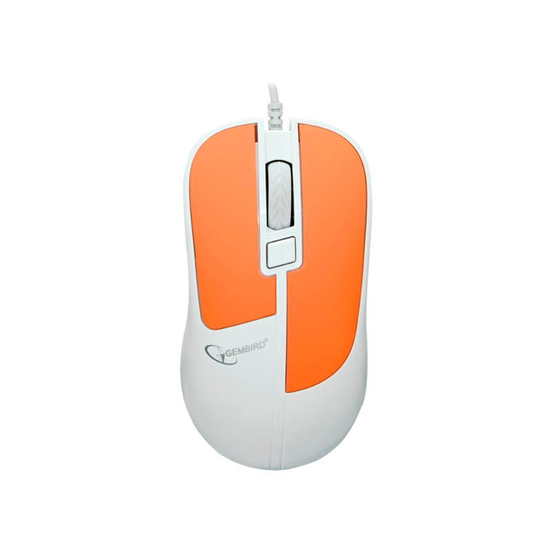 Мышь проводная Gembird MOP-410-O классическая USB белый оранжевый (1/100)