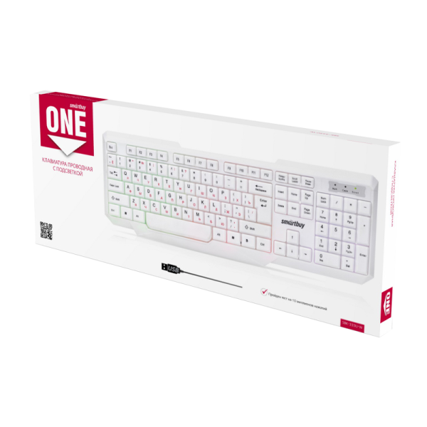 Клавиатура проводная Smartbuy 333 ONE классическая USB белый (1/20)