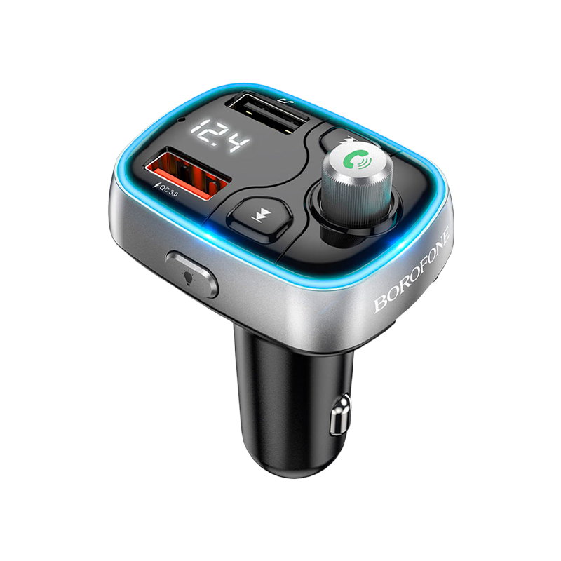 FM-трансмиттер Borofone BC32 2USB microSD bluetooth 5.0 черный (1/20/80)
