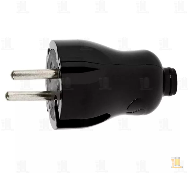 Вилка Smartbuy, прямая без заземления черная 10А 250В