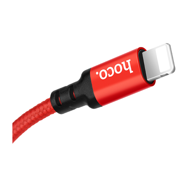Кабель HOCO X14 USB (m)-Lightning (m) 1.0м 2.0A нейлон красный черный (1/33/330)