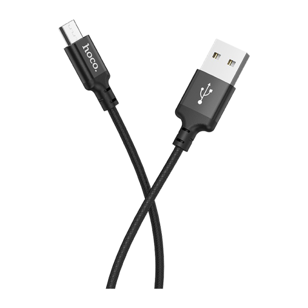 Кабель HOCO X14 USB (m)-microUSB (m) 2.0м 1.7A нейлон черный (1/33/330)