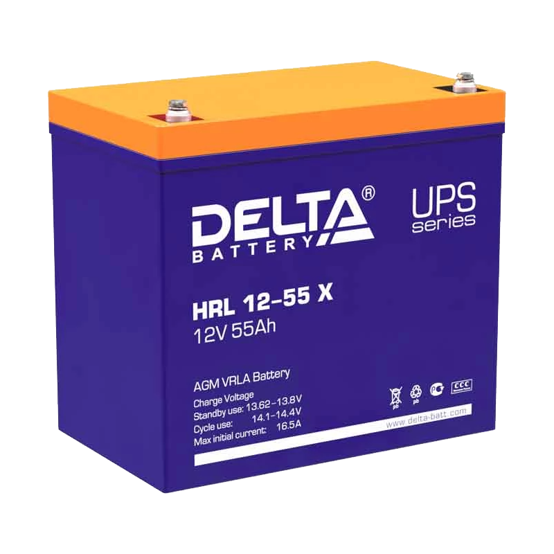 Аккумулятор свинцово-кислотный Delta HRL 12-55 X 12V 55Ah