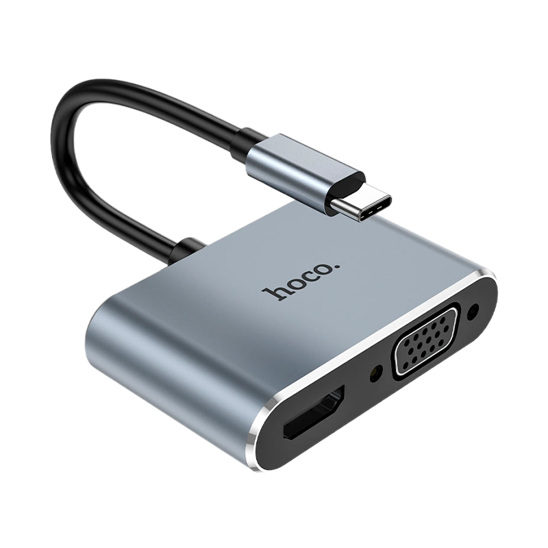 Переходник HOCO HB29 Type-C (m)-HDMI/VGA (f) серый (1/18/180)
