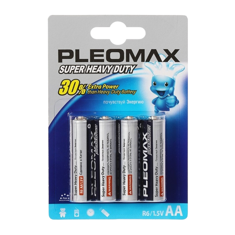 Батарейка Pleomax Super R6 AA BL4 Heavy Duty 1.5V (4/40/720)