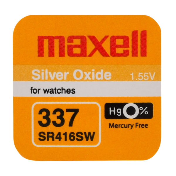 Батарейка Maxell 337 (SR416SW) BL1 Silver Oxide 1.55V 0%Hg (1/10/100)