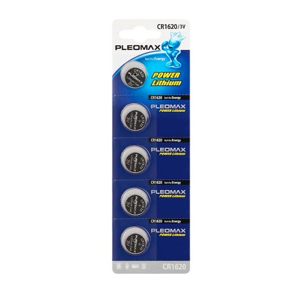 Батарейка Pleomax CR1620 BL5 Lithium 3V (5/100/2000/80000)