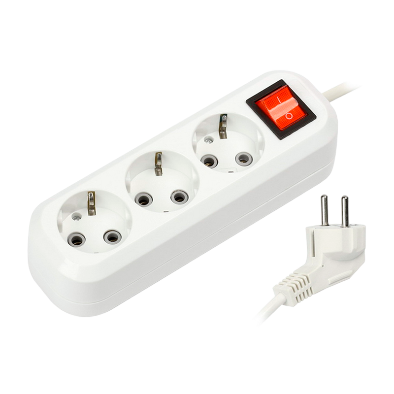 Удлинитель Smartbuy 3р.С/З 16A 2.0м с выкл. ПВС 3x1мм² белый (1/50)