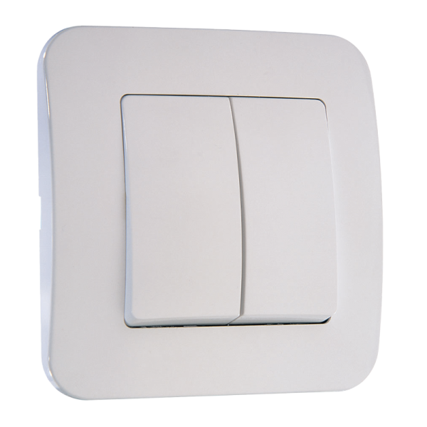 Выключатель Makel Lillium Natural 2-клав.10A пластик белый 55003 (1/12)