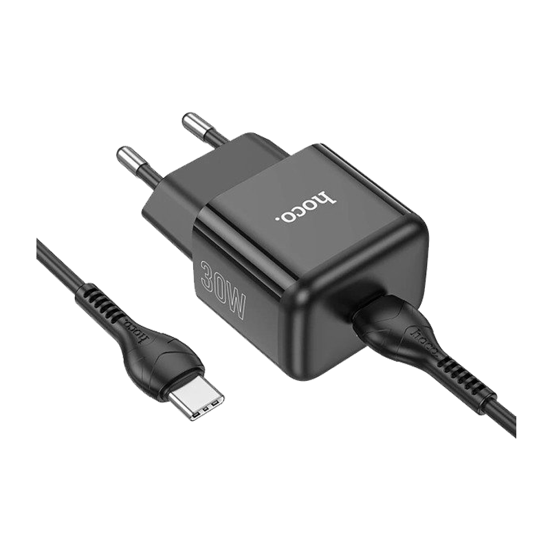 Сетевое З/У HOCO N32 Type-C 30W PD3.0 с кабелем Type-C-Lightning черный (1/13/130)