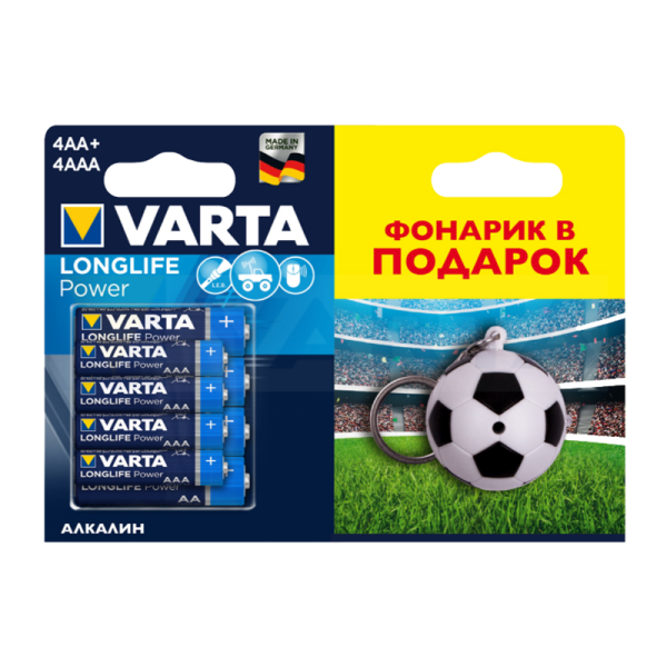 Батарейка Varta LONGLIFE POWER (HIGH ENERGY) LR03 AAA + LR6 AA BL4+4 Alkaline 1.5V с фонариком