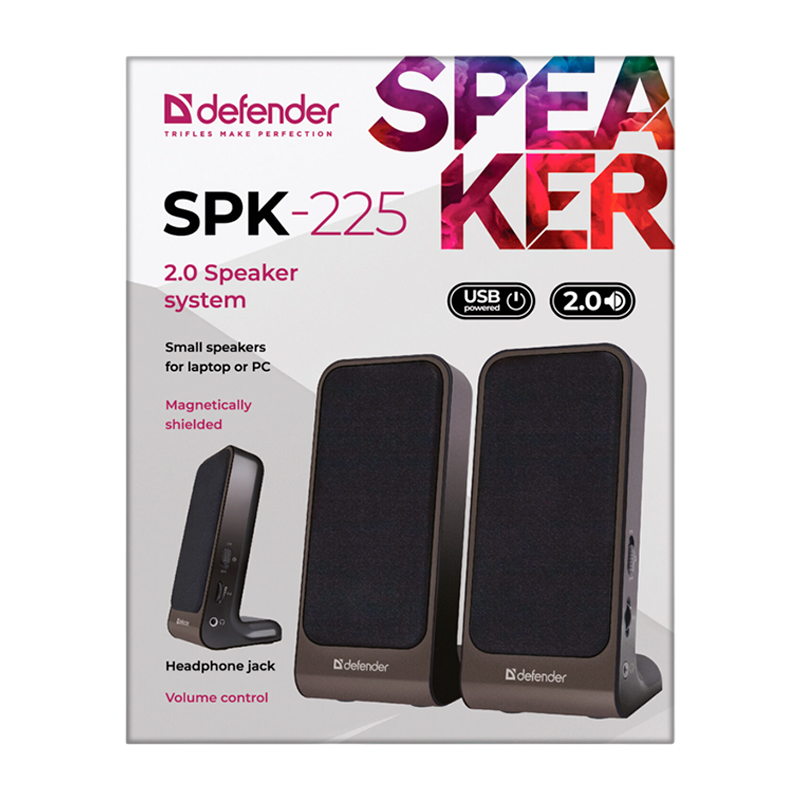 Колонки 2.0 Defender SPK-225 4W USB черный (1/60)