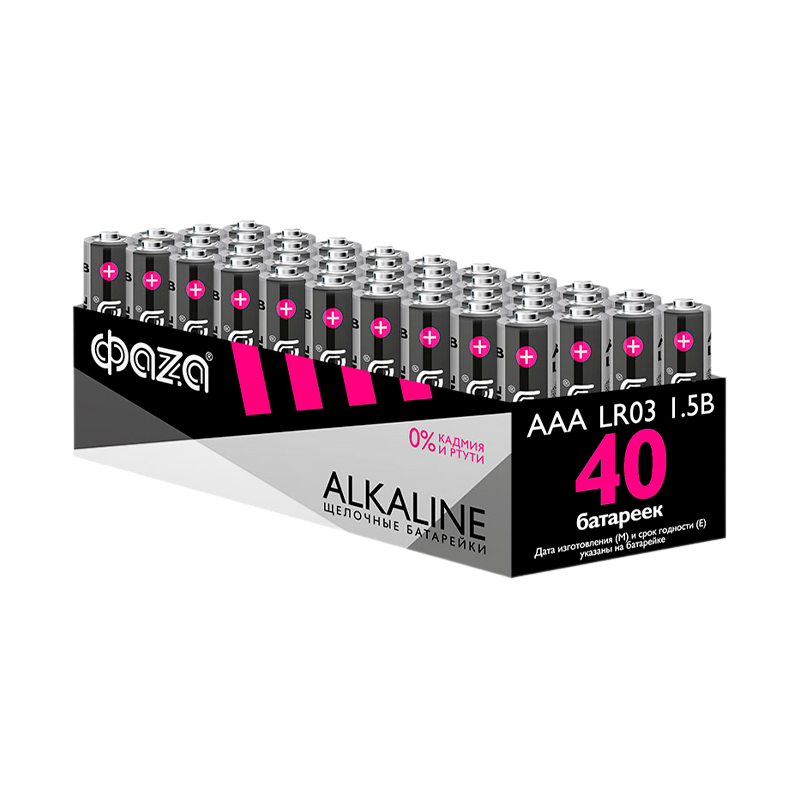Батарейка Фаzа LR03 AAA BOX40 Alkaline 1.5V (40/480)