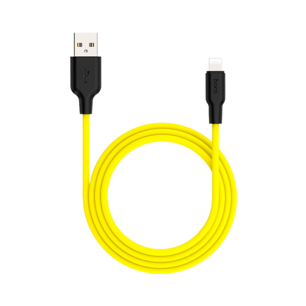 Кабель HOCO X21 Plus USB (m)-Lightning (m) 1.0м 2.4A силикон черный желтый (1/28/168)