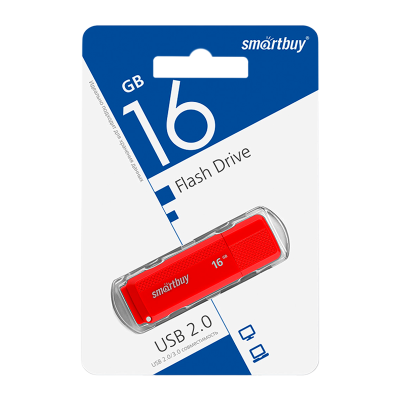 Флеш-накопитель Smartbuy Dock 16GB USB2.0 пластик красный