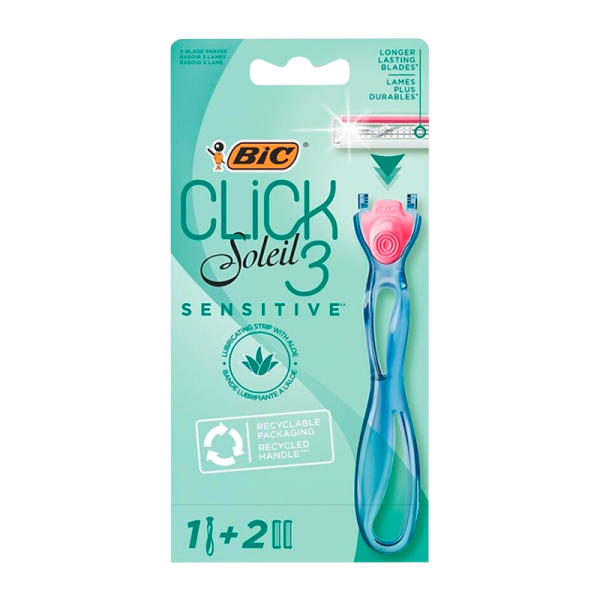 Бритва BIC Soleil Click 3 Sensitive 3 лезвия 2 кассеты пластиковая ручка (1/10)