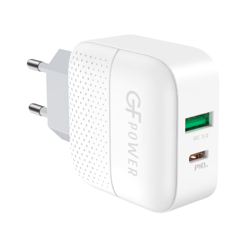 Сетевое З/У GFPower GF60PD 1USB/Type-C 3.0A QC3.0 белый (1/32/128)