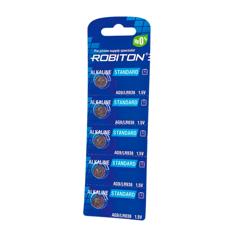 Батарейка ROBITON STANDARD R-AG9-0-BL5 (0% Hg) AG9 LR936 394 LR45BL5