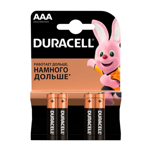 Батарейка Duracell Basic LR03 AAA BL4 Alkaline 1.5V (4/40/48/192/29184)