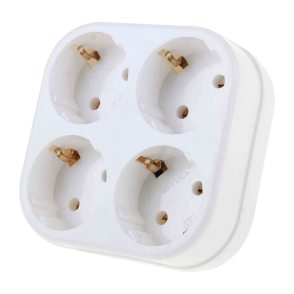 Разветвитель Toker 4Т4 4р.С/З белый в коробке (1/15)