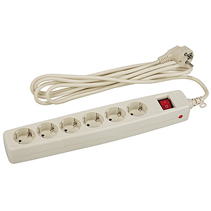 Сетевой фильтр ЭРА SF 6р.С/З 10A со шторкой 2.0м бежевый (1/20)