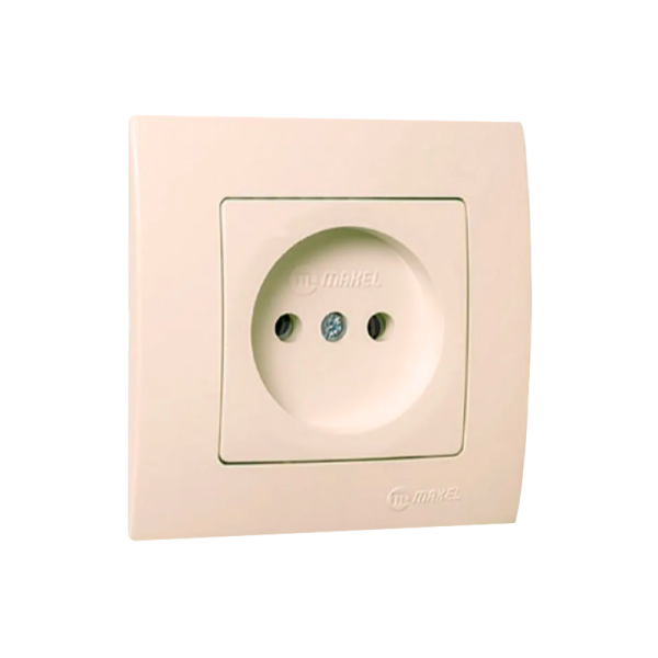 Розетка Makel Lillium Natural 1гн. 16A С/З кремовый 55228 (1/12)