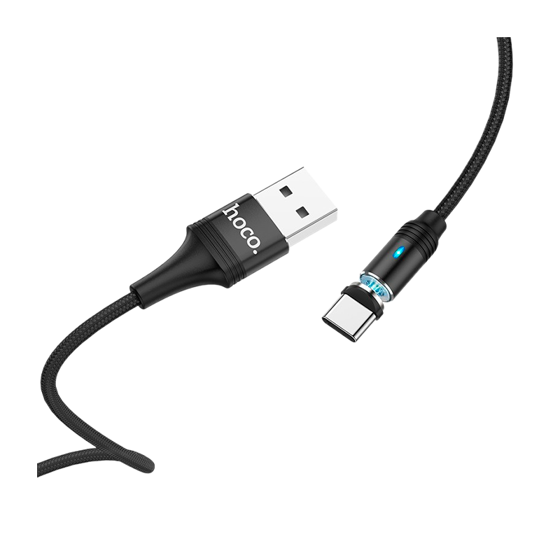 Кабель HOCO U76 USB (m)-Type-C (m) 1.2м 3.0A нейлон магнит черный (1/22/220)