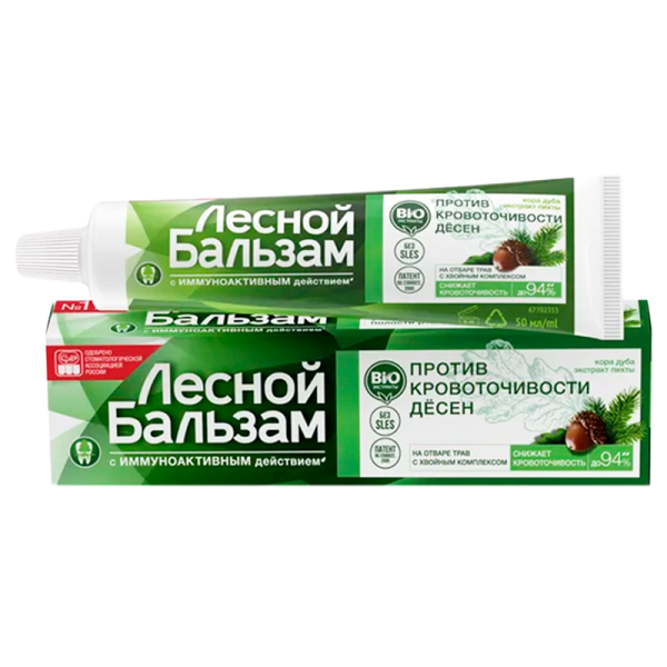 Зубная паста Лесной бальзам Кора дуба и пихта от кровоточивости десен 75мл (1/48)