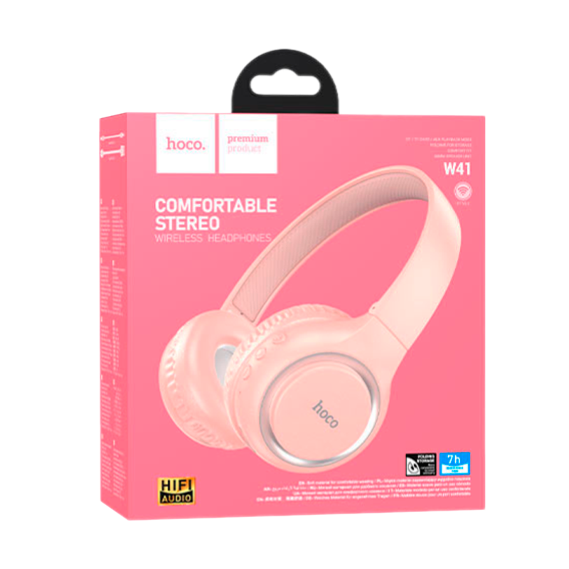 Наушники полноразмерные HOCO W41 bluetooth 5.3 розовый (1/60)