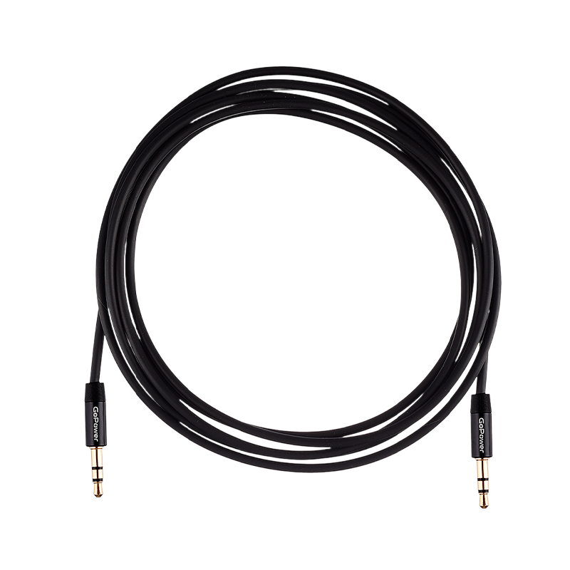 Кабель AUX GoPower Jack 3.5mm (m)-Jack 3.5mm (m) 2.0м TPE черный Premium Zip-Lock c подвесом (1/250)