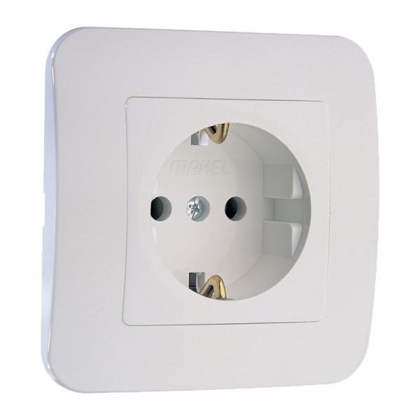 Розетка Makel Lillium Natural 1гн. 16A С/З белый 55028 (1/12)