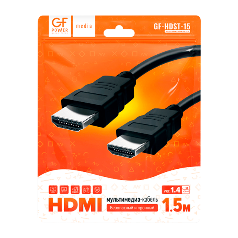 Кабель GFPower HDMI (m)-HDMI (m) 1.5м ПВХ ver.1.4 черный в пакете