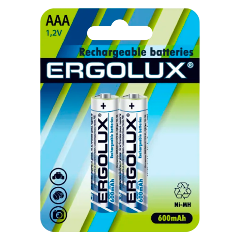 Аккумулятор бытовой Ergolux HR03 AAA BL2 NI-MH 600mAh (2/24/480)