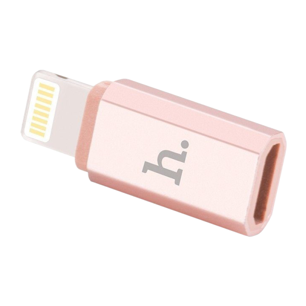 Переходник HOCO Lightning (m)-microUSB (f) пластик розовое золото (1/200/1200)