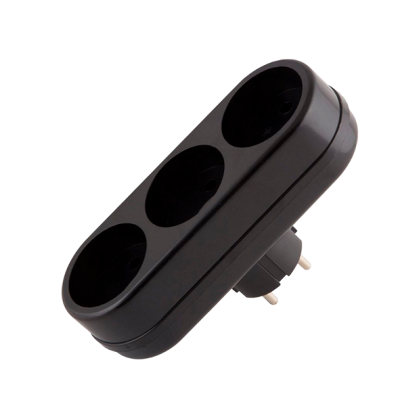 Разветвитель Toker 3L 3р.Б/З черный (1/60)