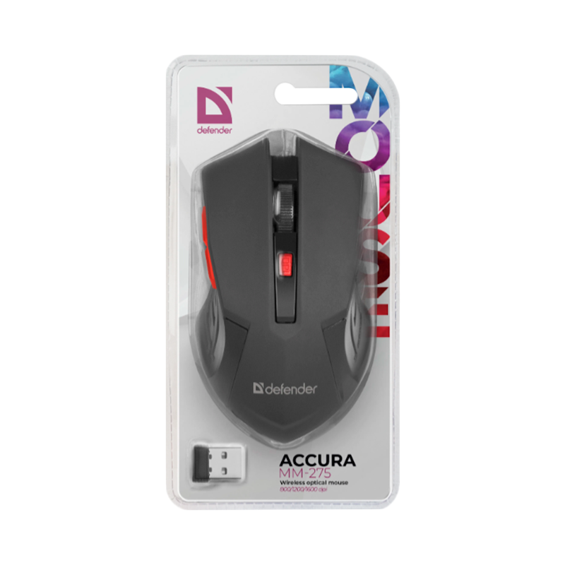 Мышь беспроводная Defender MM-275 Accura классическая USB черный (1/40)