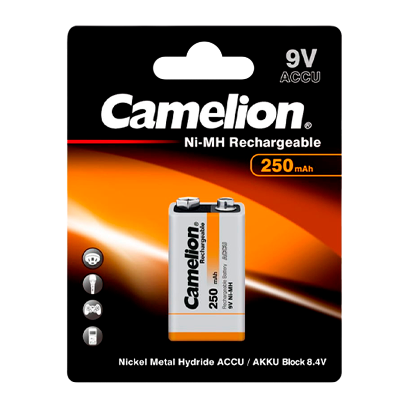Аккумулятор бытовой Camelion Крона 6F22 9V BL1 NI-MH 250mAh (1/12/240)