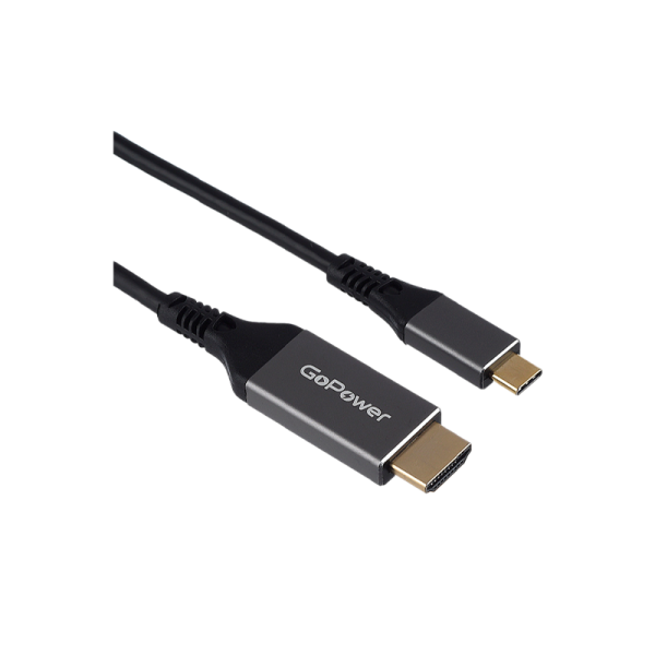 Кабель GoPower Type-C (m)-HDMI (m) 2.0м ПВХ 4K 60Hz черный Premium Zip-Lock c подвесом (1/100)