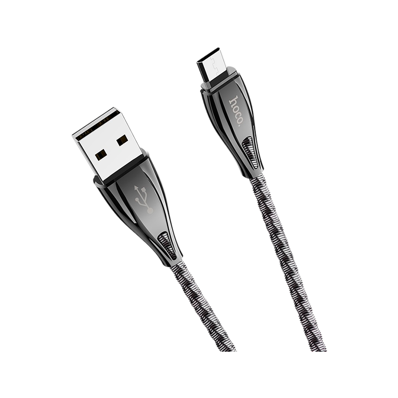 Кабель HOCO U56 USB (m)-microUSB (m) 1.2м 2.4A металл серый (1/28/168)
