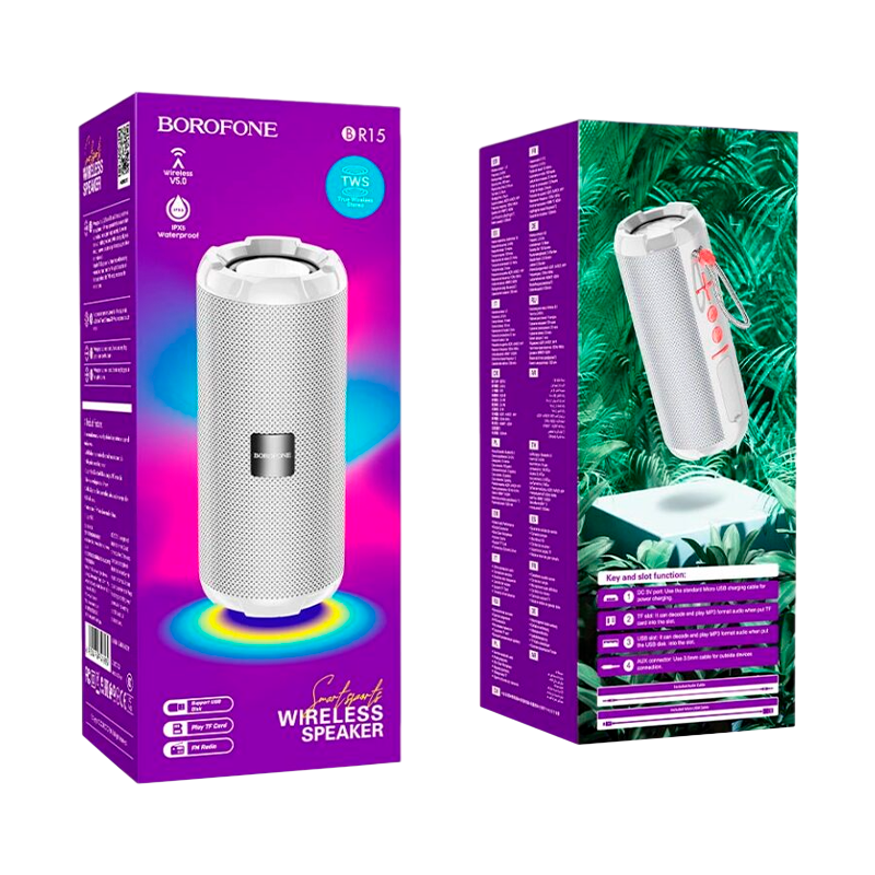 Портативная колонка Borofone BR15 bluetooth 5.0 microSD серый (1/50)