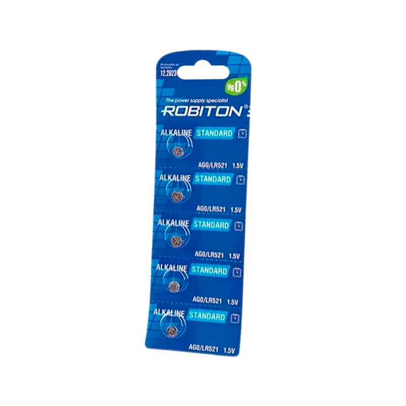 Батарейка ROBITON STANDARD R-AG0-0-BL5 (0% Hg)&nbsp;&nbsp;AG0 LR521 379 LR63 BL5&nbsp;&nbsp;5/100