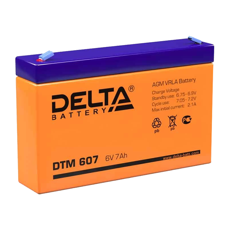 Аккумулятор свинцово-кислотный Delta DTM 607 6V 7Ah (1/10)