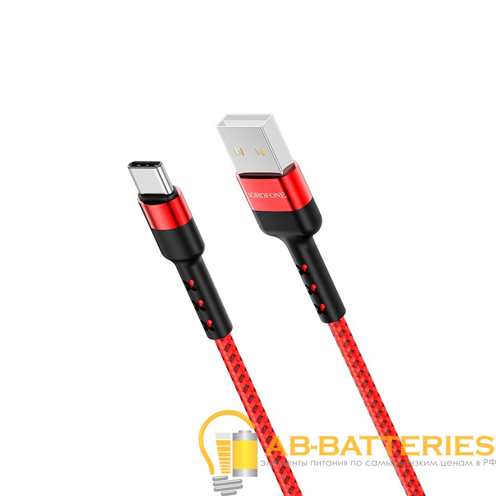 Кабель Borofone BX34 USB (m)-Type-C (m) 1.0м 3.0A нейлон красный (1/360)