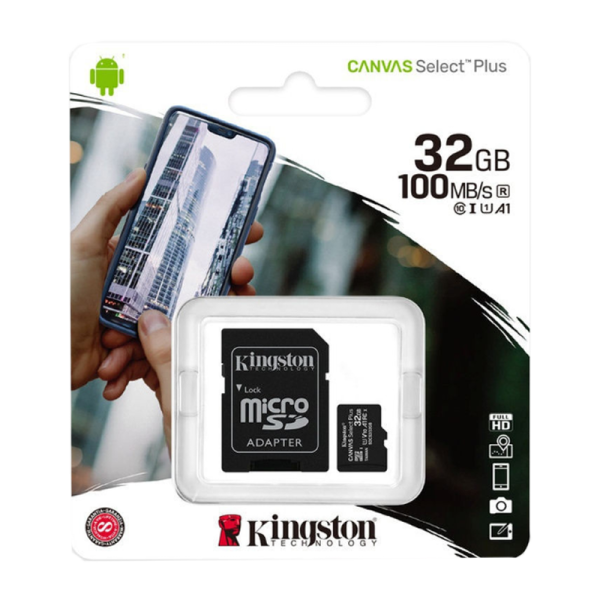 Карта памяти microSD Kingston Canvas Select Plus 32GB Class10 UHS-I (U1) с адаптером
